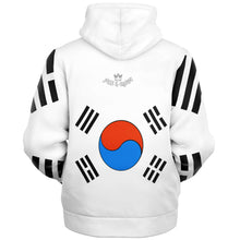 Load image into Gallery viewer, Korean flag design prin, print white microfleece zip up hoodie
