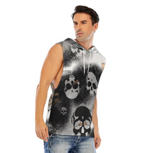 Load image into Gallery viewer, Guitarist skull print All-Over Print Men’s Hooded Tank Top
