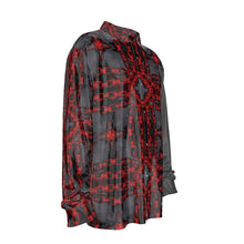 Load image into Gallery viewer, Red Harmony abstract  Print Men&#39;s Imitation Silk Long-Sleeved Shirt
