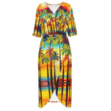 Load image into Gallery viewer, All-Over Print Women&#39;s Short Sleeve V-neck Dress-summer palm
