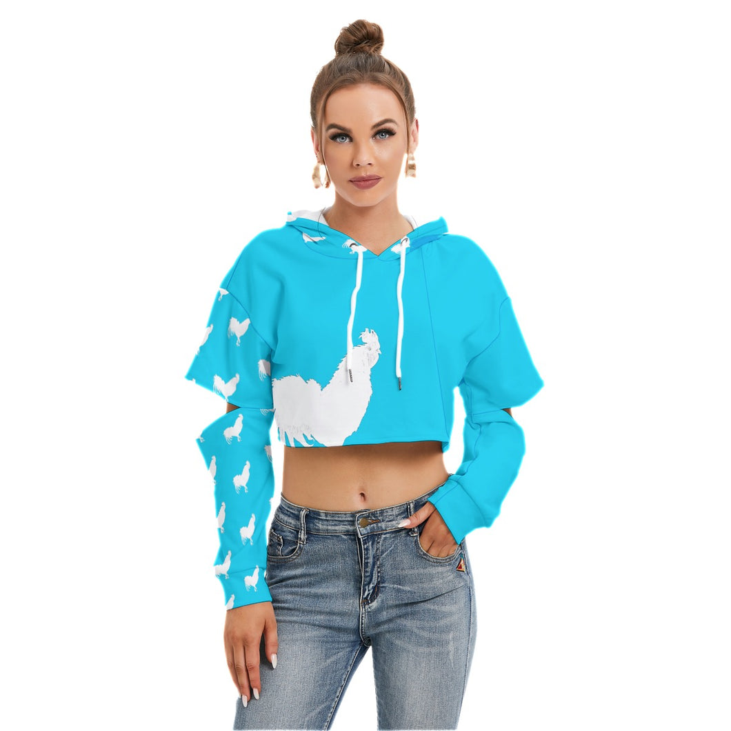 #508 cocknload All-Over Print Women's Heavy Fleece Hoodie With Hollow Out Sleeve