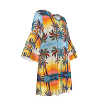 Load image into Gallery viewer, All-Over Print Women&#39;s Stacked Ruffle Sleeve Dress summer palm

