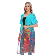 Load image into Gallery viewer, All-Over Print Women&#39;s Short Sleeve Cardigan summer vibes print
