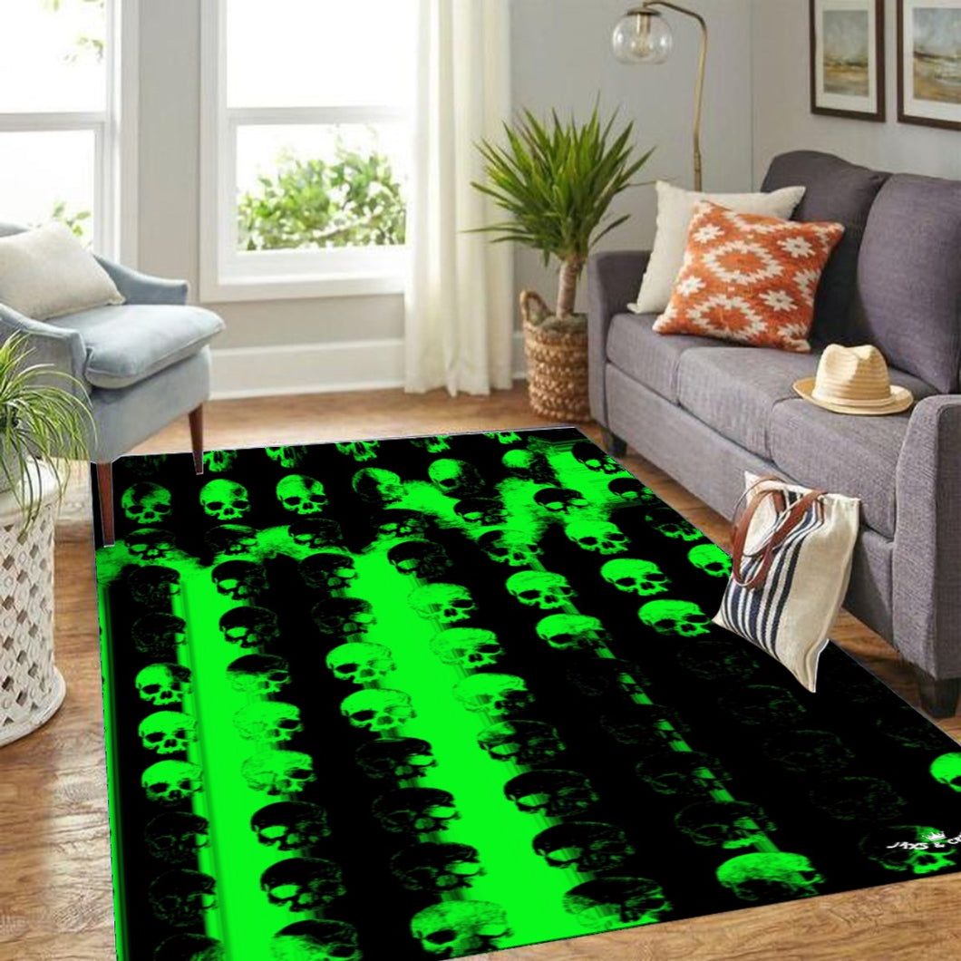 Blk/green skull print Foldable Rectangular Floor Mat