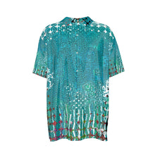 Load image into Gallery viewer, Teal surprise Print Men&#39;s Imitation Silk Short-Sleeved Shirt
