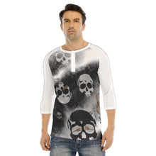 Load image into Gallery viewer, Guitarist skull  print All-Over Print Men&#39;s Bracelet Sleeve T-shirt With Button Closure
