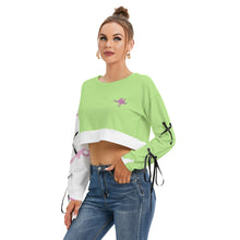 Load image into Gallery viewer, #514 cocknload All-Over Print Women&#39;s Long Sleeve Cropped Sweatshirt With Lace up
