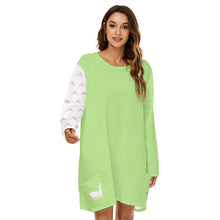 Load image into Gallery viewer, #514 cocknload  Women&#39;s Loose Crew Neck Dress lime with gun print

