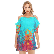 Load image into Gallery viewer, All-Over Print Women&#39;s Off-shoulder Cami Dress summer vibes print
