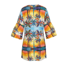 Load image into Gallery viewer, All-Over Print Women&#39;s Stacked Ruffle Sleeve Dress summer palm
