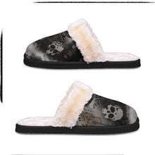 Load image into Gallery viewer, Guitarist skull print Men&#39;s Home Plush Slippers
