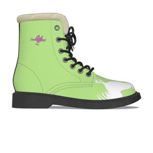 Load image into Gallery viewer, #514 cocknload Women&#39;s Plush Martin Boots-lime green  w/rooster print
