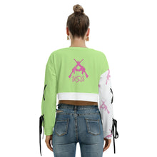 Load image into Gallery viewer, #514 cocknload All-Over Print Women&#39;s Long Sleeve Cropped Sweatshirt With Lace up
