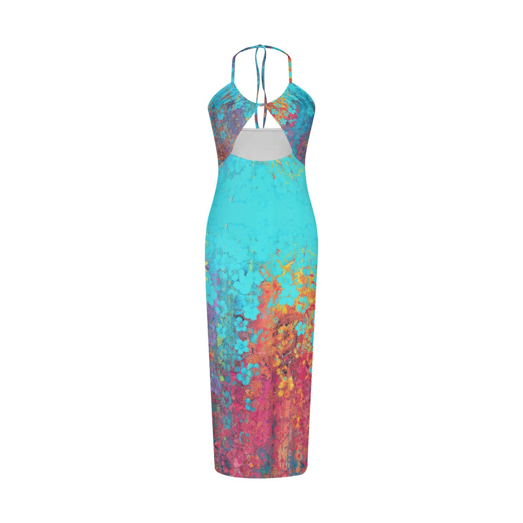 All-Over Print Women's Sexy Hollow Cami Dress summer vibes print