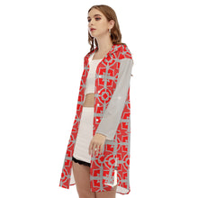 Load image into Gallery viewer, #175 LDCC Women&#39;s Side Split Dress With Shirt Placket red/gray pattern
