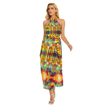 Load image into Gallery viewer, All-Over Print Women&#39;s Wrap Hem Belted Halter Dress summer palm

