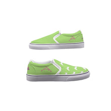 Load image into Gallery viewer, #514 cocknload Women&#39;s Slip On Sneakers in lime green with gun print
