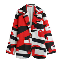 Load image into Gallery viewer, All-Over Print Women&#39;s Leisure Blazer | 245GSM Cotton SS3 red black and white print
