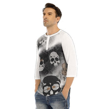 Load image into Gallery viewer, Guitarist skull  print All-Over Print Men&#39;s Bracelet Sleeve T-shirt With Button Closure
