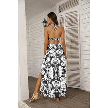 Load image into Gallery viewer, All-Over Print Women&#39;s Tie Back Wrap Dress summer flower b/w
