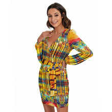Load image into Gallery viewer, All-Over Print Women&#39;s Long Sleeve Dress With Waist Belt
