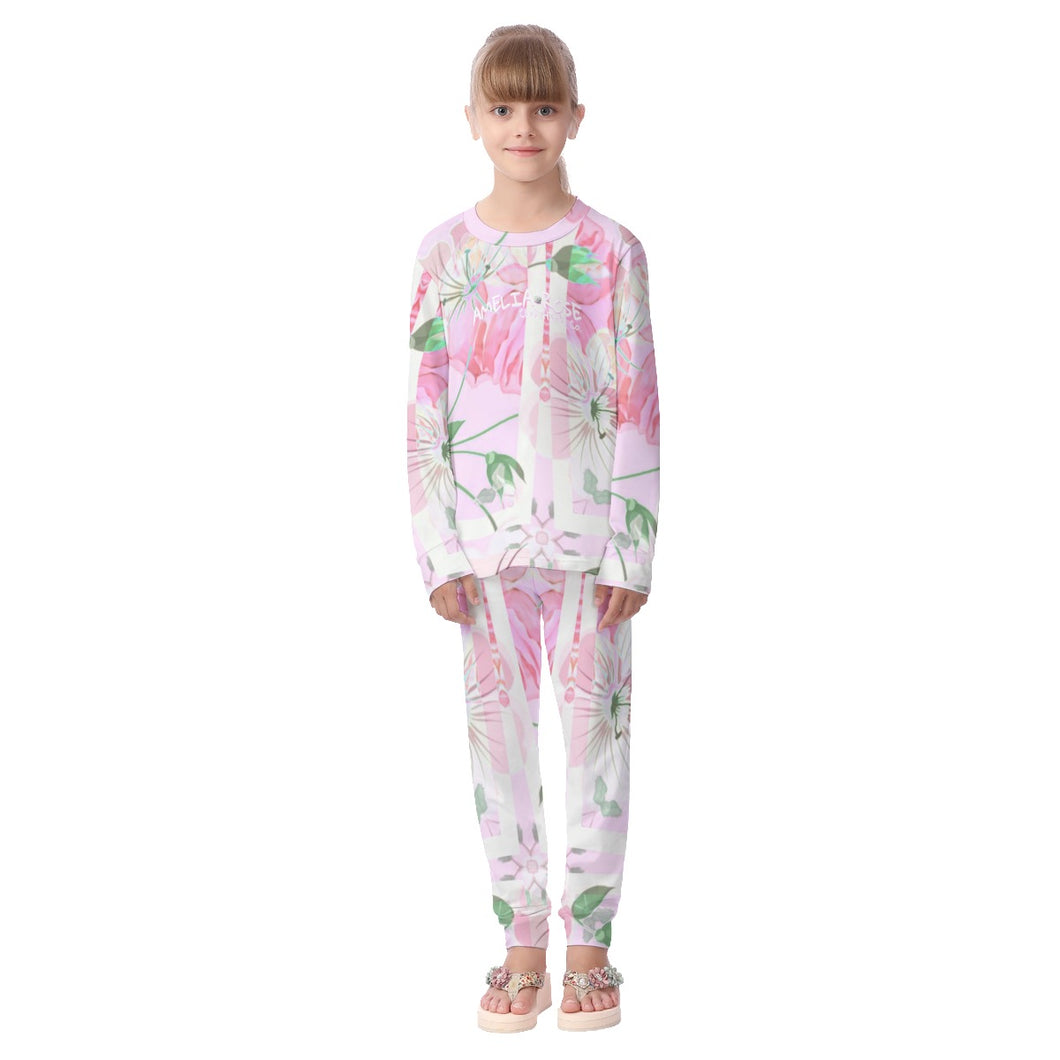 Amelia Rose print 101, pink flowers, Kid's Pajamas Set