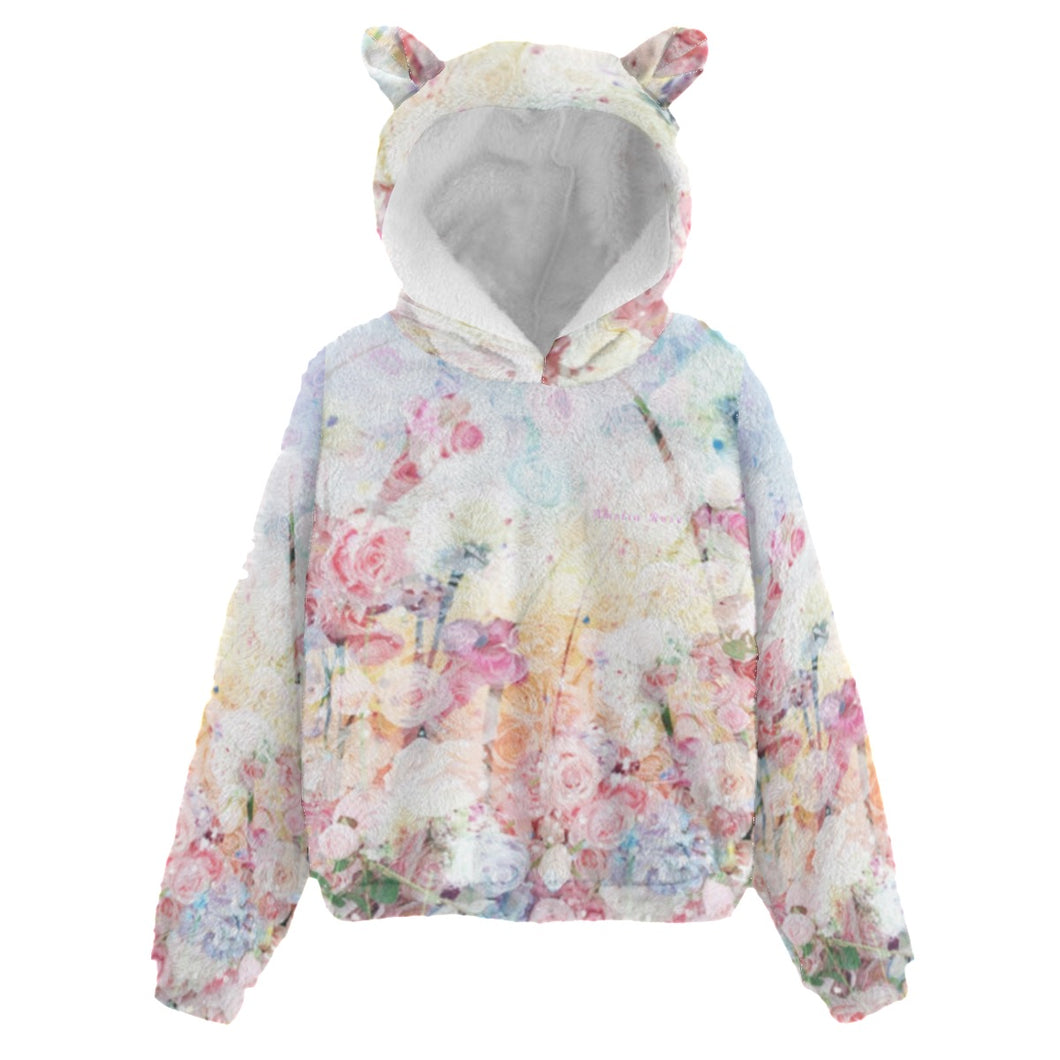 Amelia Rose All-Over Print Kid’s Borg Fleece Sweatshirt With Ear