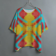 Load image into Gallery viewer, #300 Women&#39;s Bat Sleeve Shirt in teal,yellow red   Abstract
