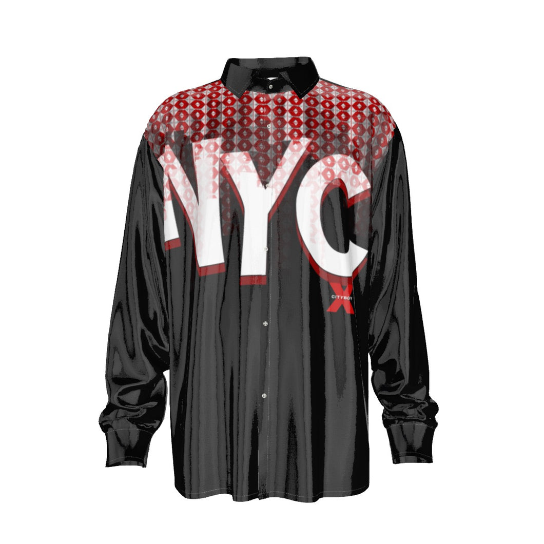 CITYBOY NYC Print Men's Imitation Silk Long-Sleeved Shirt