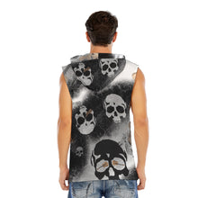Load image into Gallery viewer, Guitarist skull print All-Over Print Men’s Hooded Tank Top
