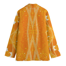 Load image into Gallery viewer, All-Over Print Women&#39;s Leisure Blazer | 245GSM Cotton 337 yellow, abstract pattern
