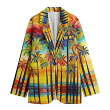 Load image into Gallery viewer, All-Over Print Women&#39;s Leisure Blazer | 245GSM Cotton summer palm
