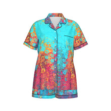 Load image into Gallery viewer, All-Over Print Women&#39;s Imitation Silk Pajama Set With Short Sleeve summmer vibes 24 collection
