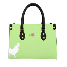 Load image into Gallery viewer, #514 cocknload Women&#39;s Tote Bag With Black Handle in lime with gun print
