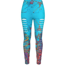 Load image into Gallery viewer, All-Over Print Women&#39;s Ripped Leggings summer vibes print
