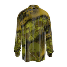 Load image into Gallery viewer, Drum/skull print All-Over Print Men&#39;s Imitation Silk Long-Sleeved Shirt
