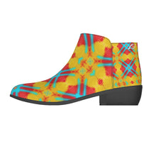 Load image into Gallery viewer, #300 Women&#39;s Fashion Boots yellow, and teal with red pattern
