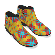 Load image into Gallery viewer, #300 Women&#39;s Fashion Boots yellow, and teal with red pattern
