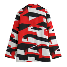 Load image into Gallery viewer, All-Over Print Women&#39;s Leisure Blazer | 245GSM Cotton SS3 red black and white print
