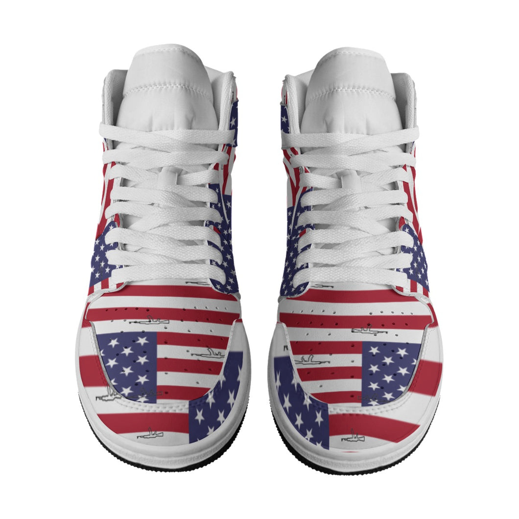 #COCKNLOAD101 Men's Synthetic Leather Stitching Shoes Patriotic print