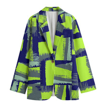 Load image into Gallery viewer, All-Over Print Women&#39;s Leisure Blazer | 245GSM Cotton access to green and blue print
