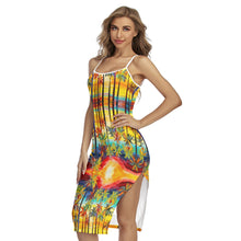 Load image into Gallery viewer, All-Over Print Women&#39;s Back Cross Cami Dress summer Palm
