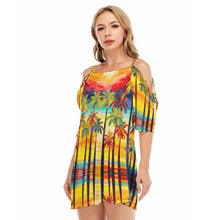 Load image into Gallery viewer, All-Over Print Women&#39;s Off-shoulder Cami Dress summer palm
