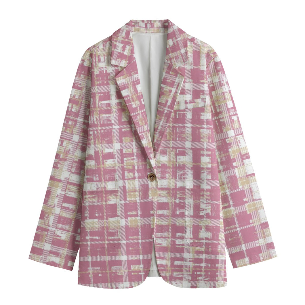 All-Over Print Women's Leisure Blazer | 245GSM Cotton 152 pink pattern, print