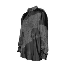 Load image into Gallery viewer, Blk/grey skull Print Men&#39;s Imitation Silk Long-Sleeved Shirt
