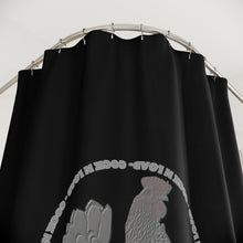 Load image into Gallery viewer, COCK N LOAD Polyester Shower Curtain. Black and silver.
