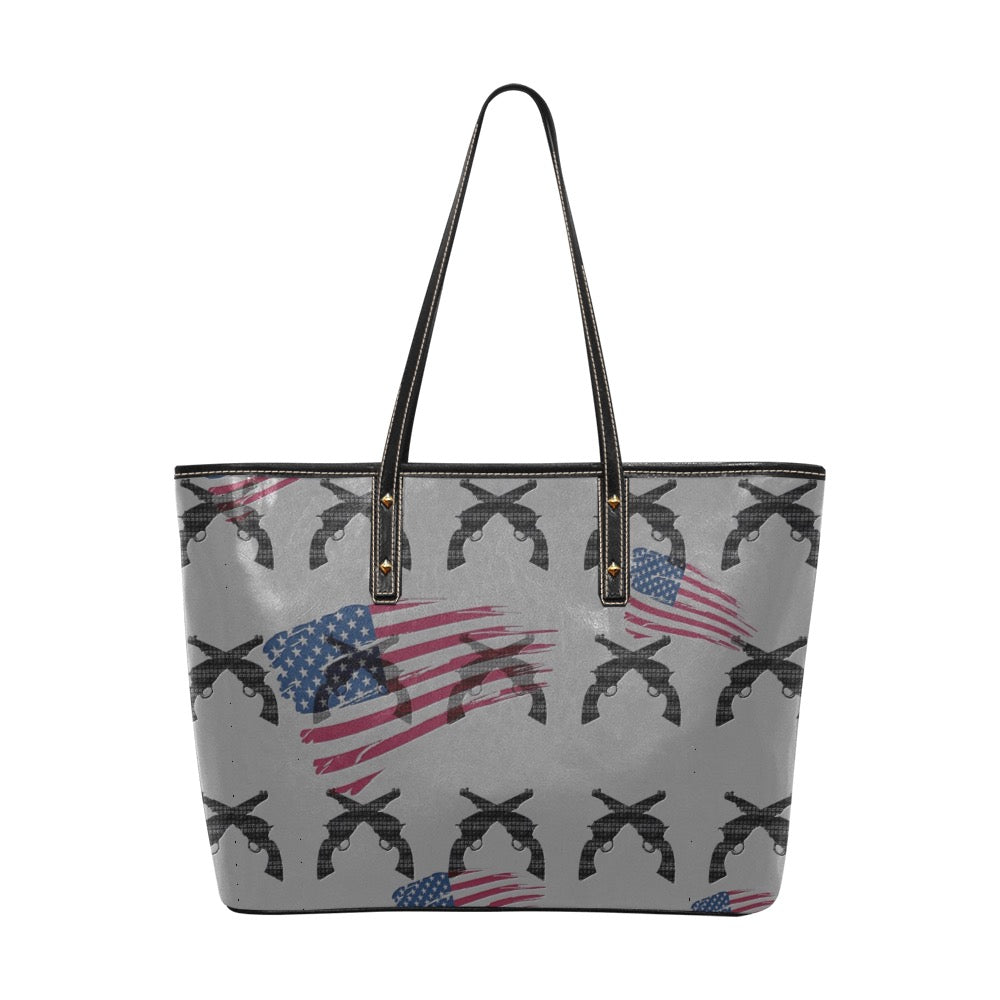 American Theme print Chic Leather Tote Bag (Model 1709)