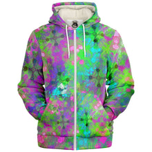 Load image into Gallery viewer, Pink/gr/teal skull print microfleece hoodies
