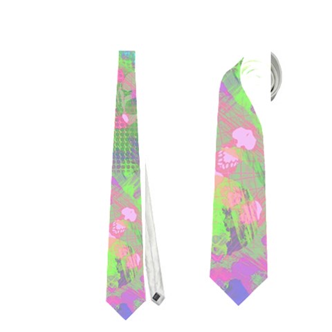 Abstract gr/pi/pur print Necktie (Two Side)