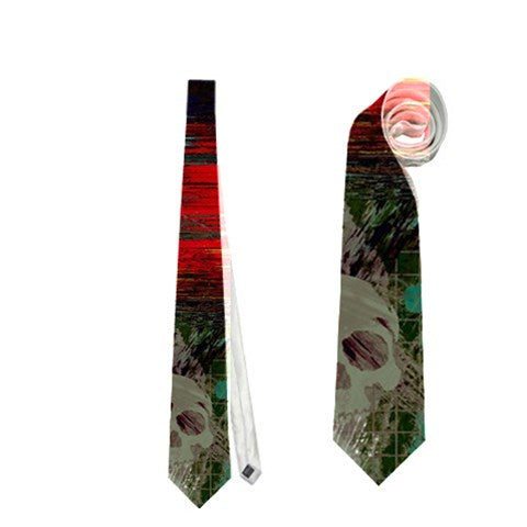 Skull print red/blk. Necktie (Two Side)